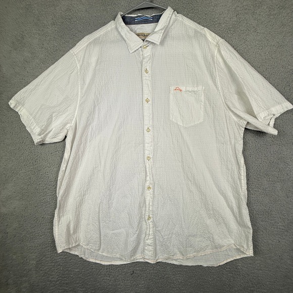 Tommy Bahama Other - Tommy Bahama White Cotton Spandex Short Sleeve‎ Button Up Shirt XXXL